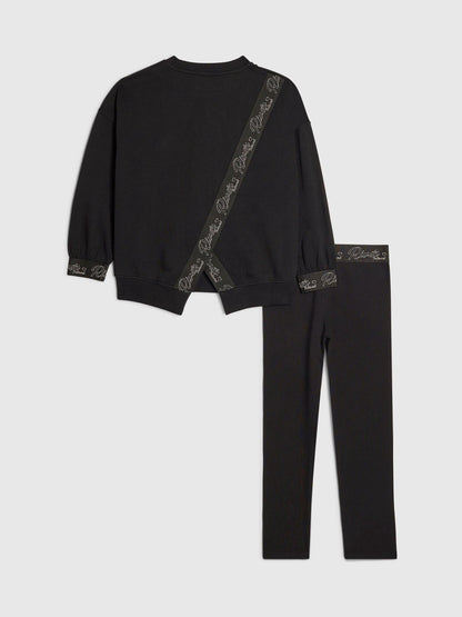 River Island Black Split Back Logo Sweatshirt & Leggings Set - image 1