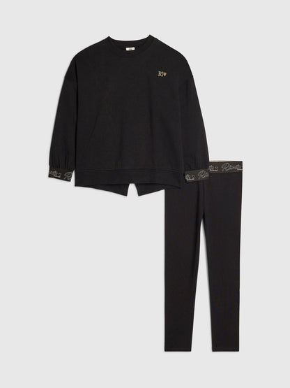 River Island Black Split Back Logo Sweatshirt & Leggings Set - image 2