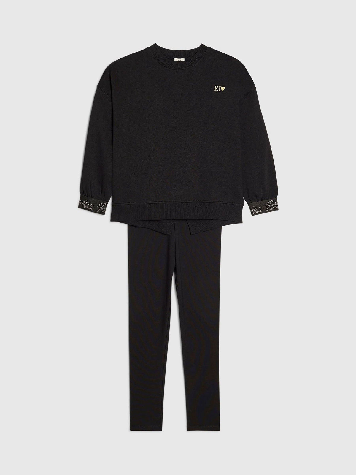 River Island Black Split Back Logo Sweatshirt & Leggings Set - image 3