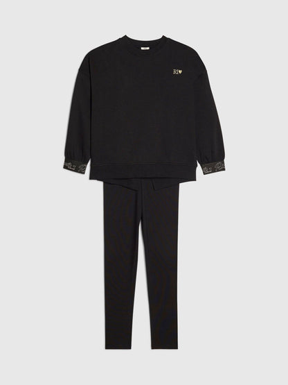 River Island Black Split Back Logo Sweatshirt & Leggings Set - image 3