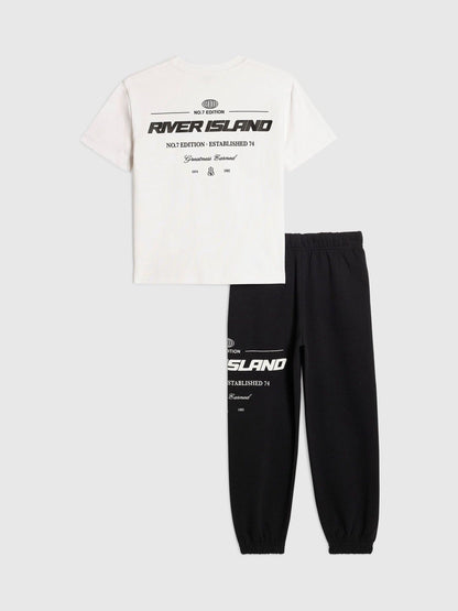 Dsiney Kidz - River Island White River Athelesuire T-Shirt & Jogger Set image 2