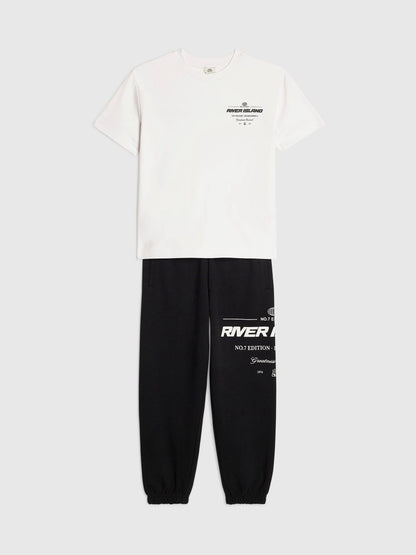 Dsiney Kidz - River Island White River Athelesuire T-Shirt & Jogger Set image 3