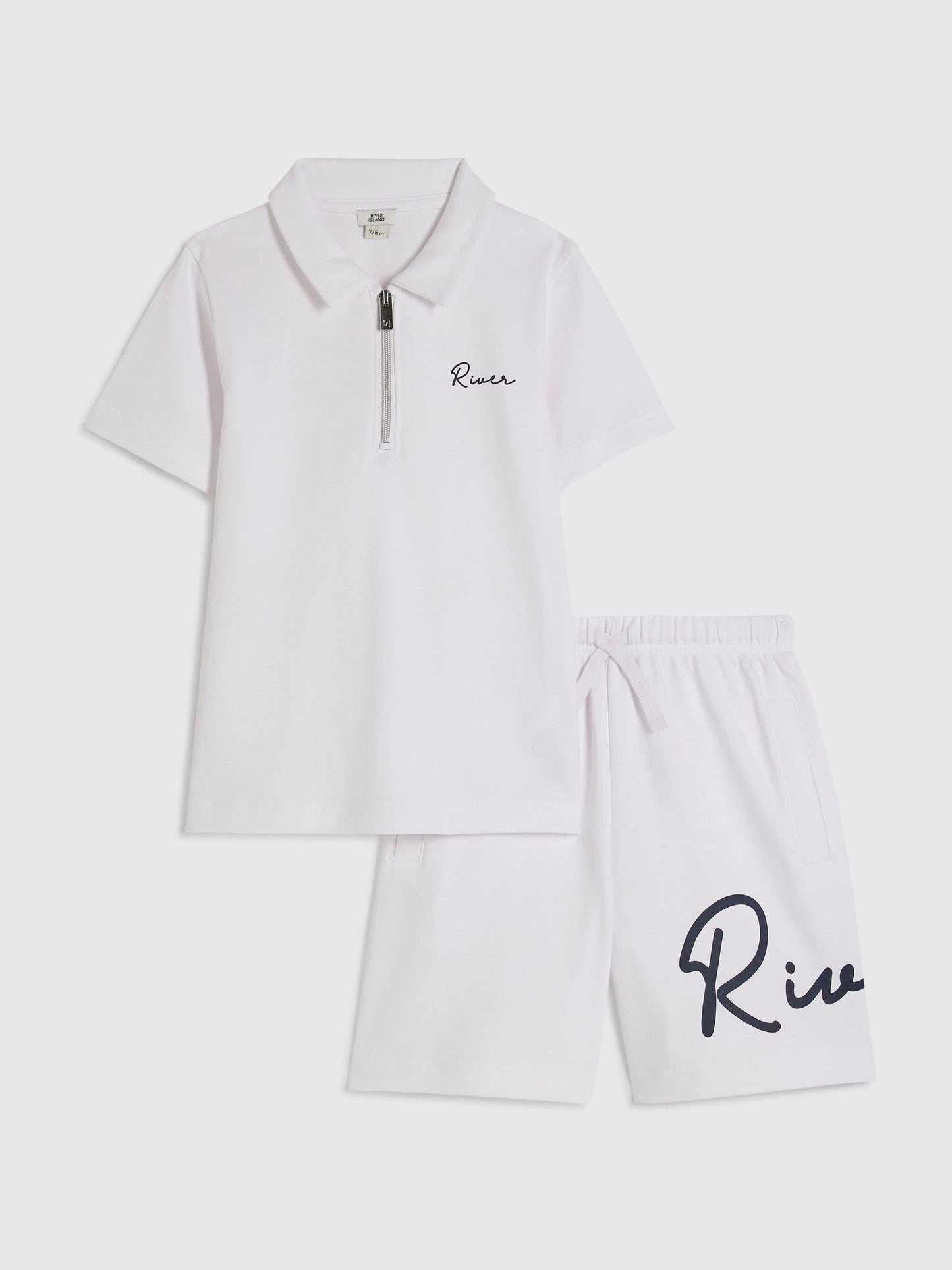 Dsiney Kidz - River Island White Logo Polo Shirt & Short Set image 1