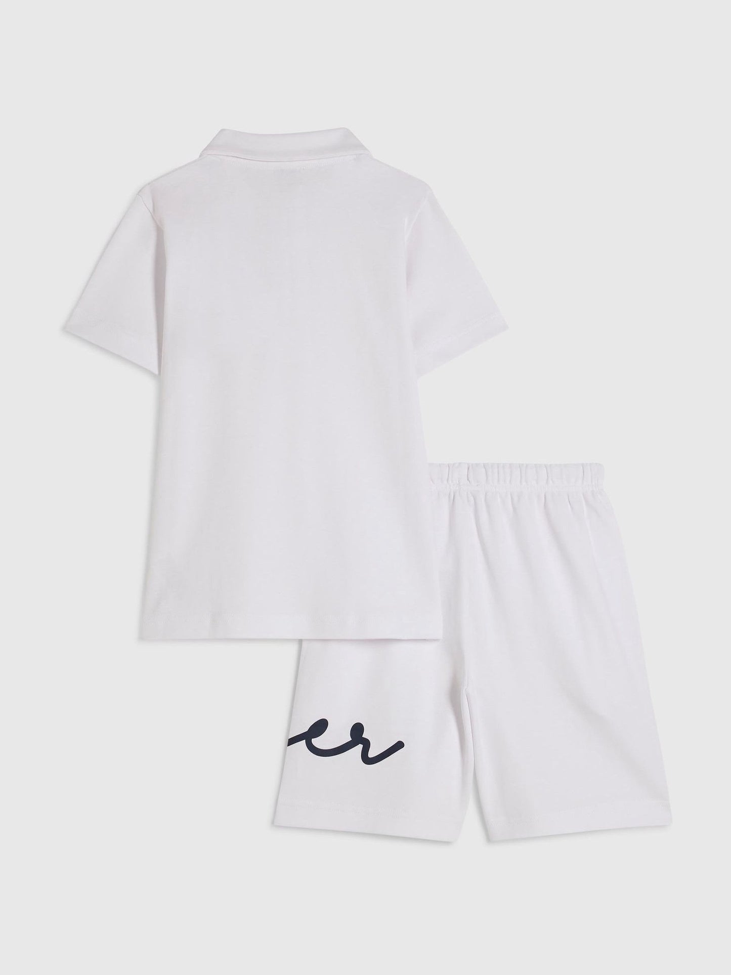 Dsiney Kidz - River Island White Logo Polo Shirt & Short Set image 2