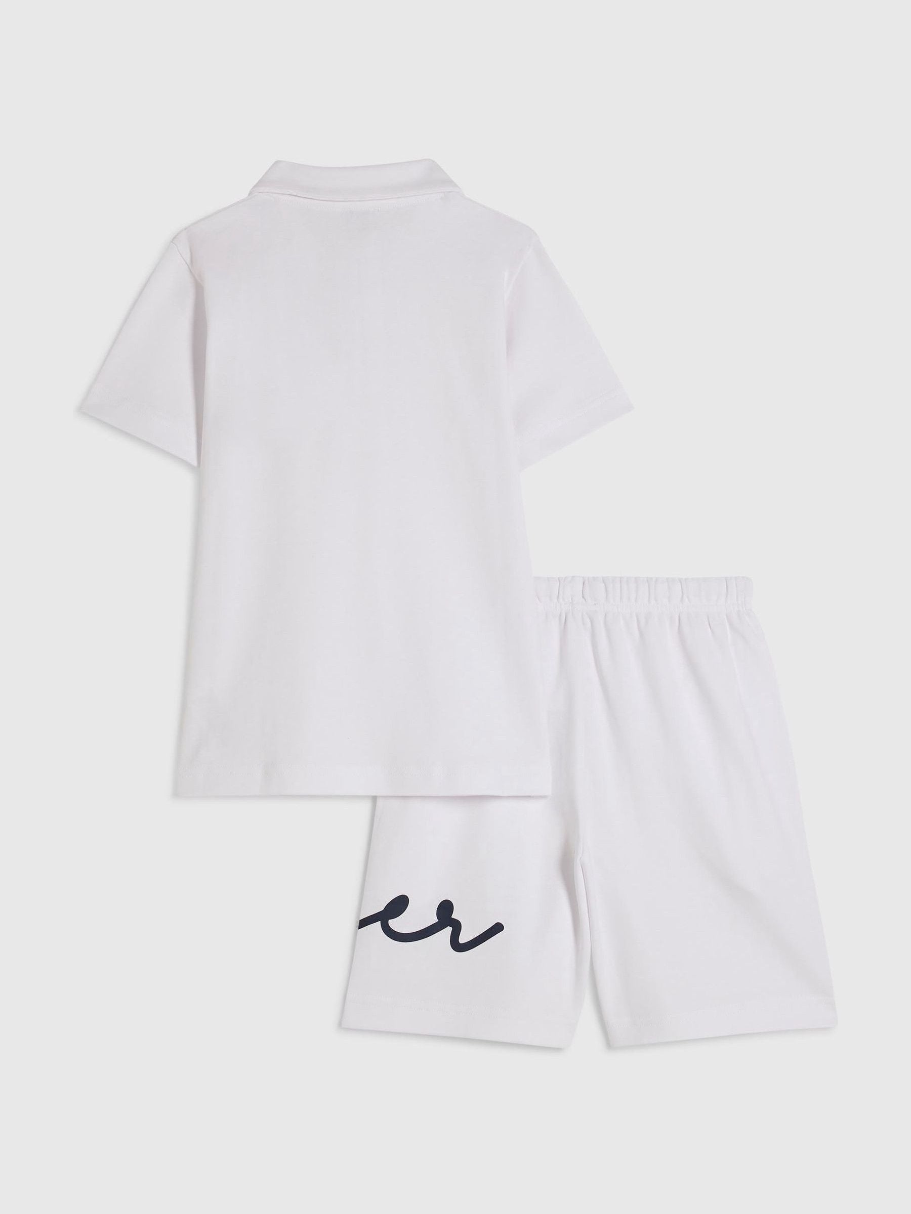 Dsiney Kidz - River Island White Logo Polo Shirt & Short Set image 2
