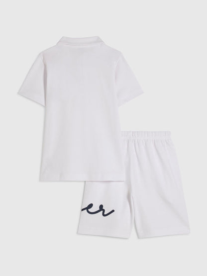 Dsiney Kidz - River Island White Logo Polo Shirt & Short Set image 2