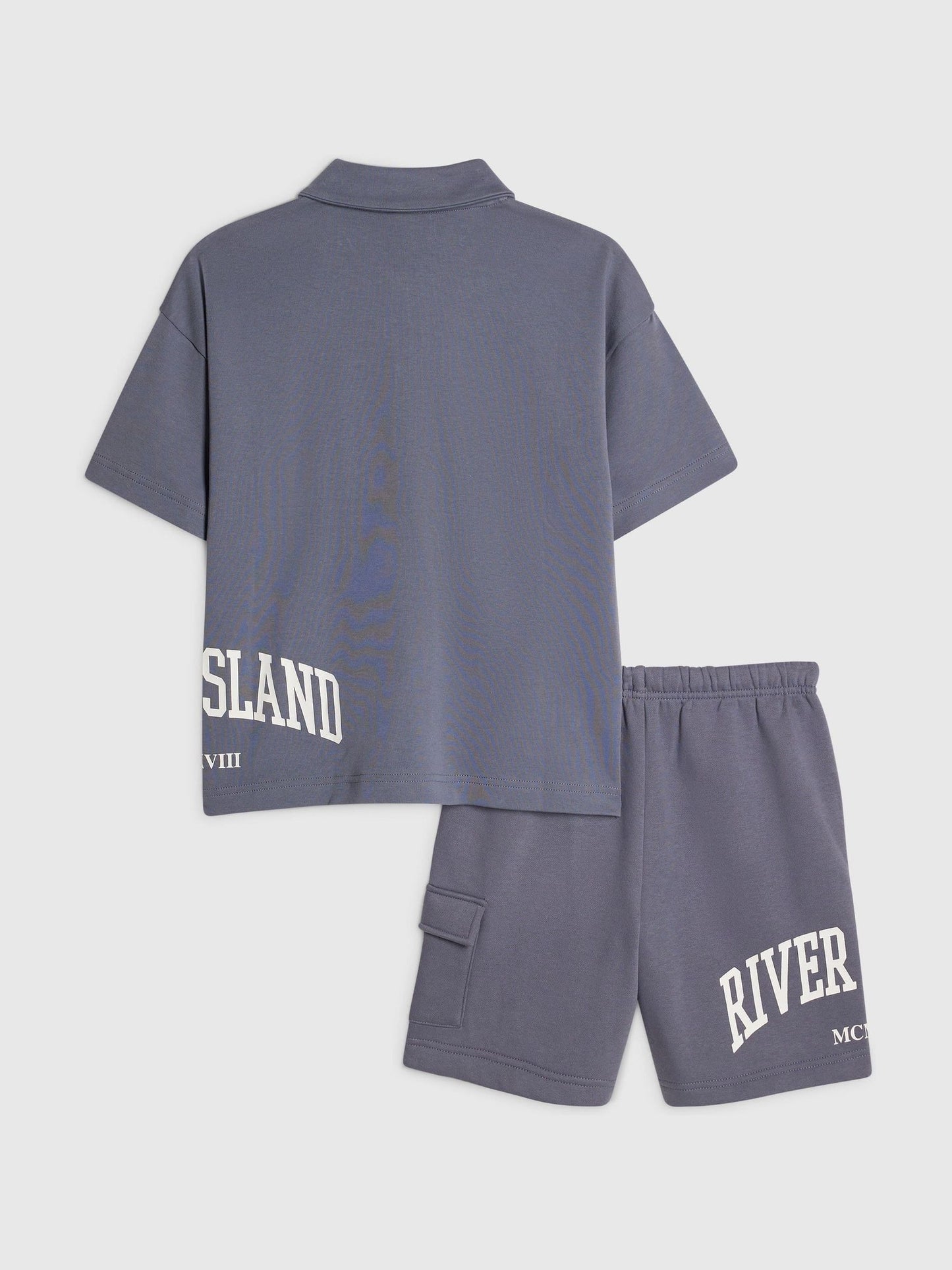 Dsiney Kidz - River Island Blue River Varsity Polo Shirt & Shorts Set image 2