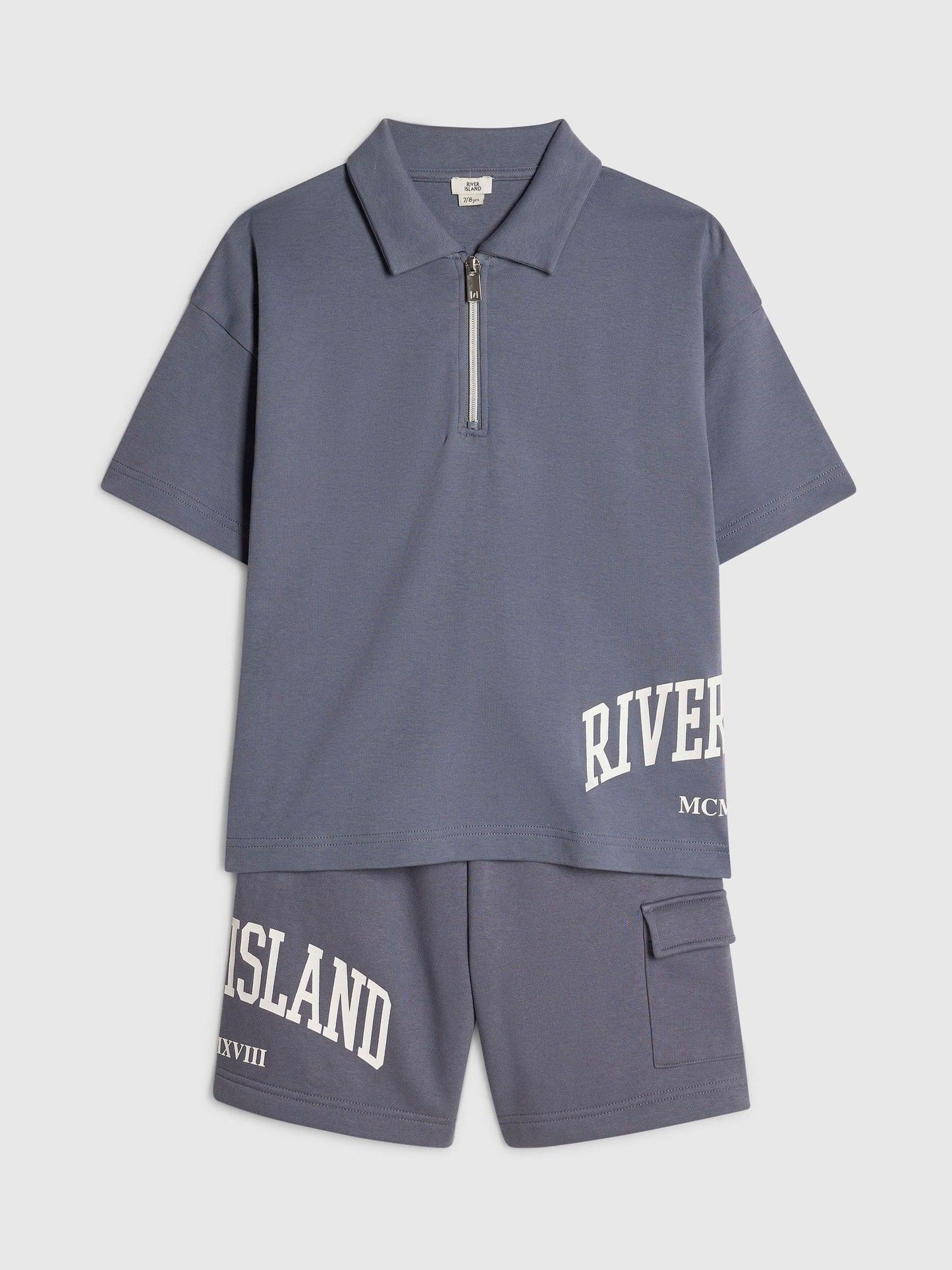 Dsiney Kidz - River Island Blue River Varsity Polo Shirt & Shorts Set image 3