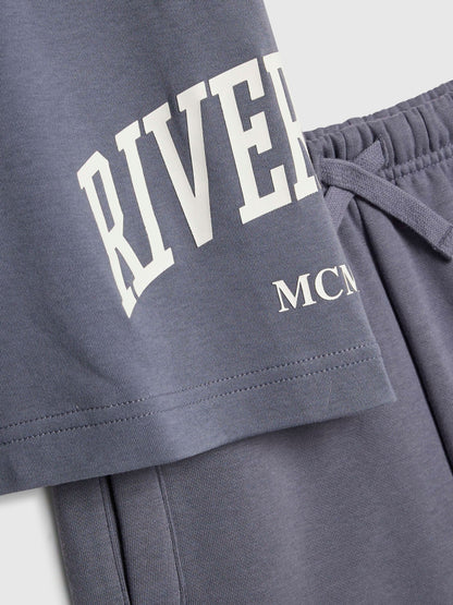 Dsiney Kidz - River Island Blue River Varsity Polo Shirt & Shorts Set image 4