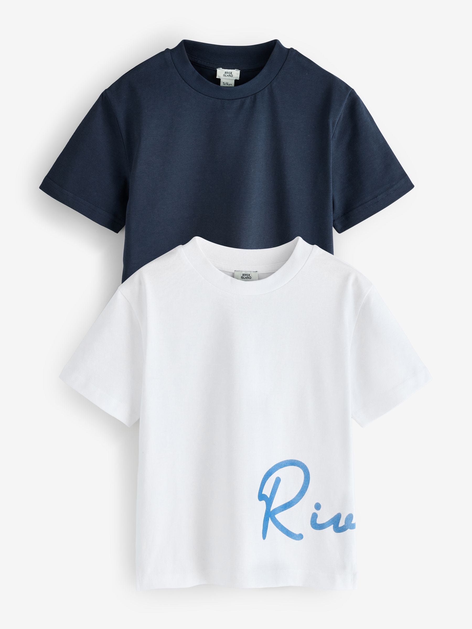 Dsiney Kidz - River Island Blue River Logo Regular Fit T-Shirt 2 Pack image 1