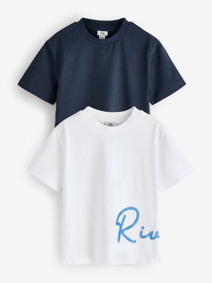 Dsiney Kidz - River Island Blue River Logo Regular Fit T-Shirt 2 Pack image 1