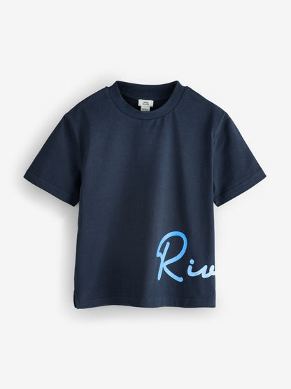 Dsiney Kidz - River Island Blue River Logo Regular Fit T-Shirt 2 Pack image 2