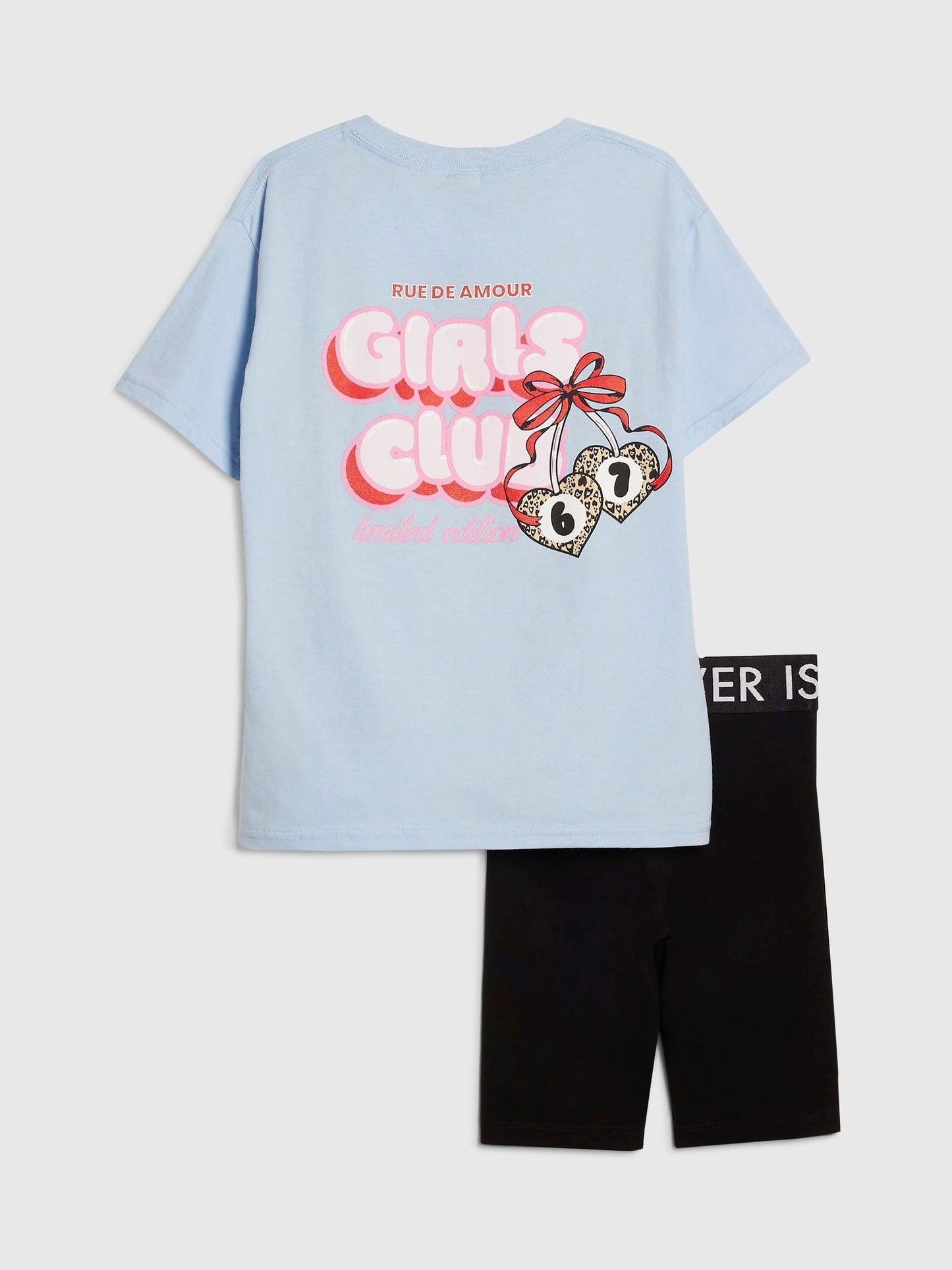 Dsiney Kidz - River Island Blue Girl Club T-Shirt & Cycle Short Set image 1