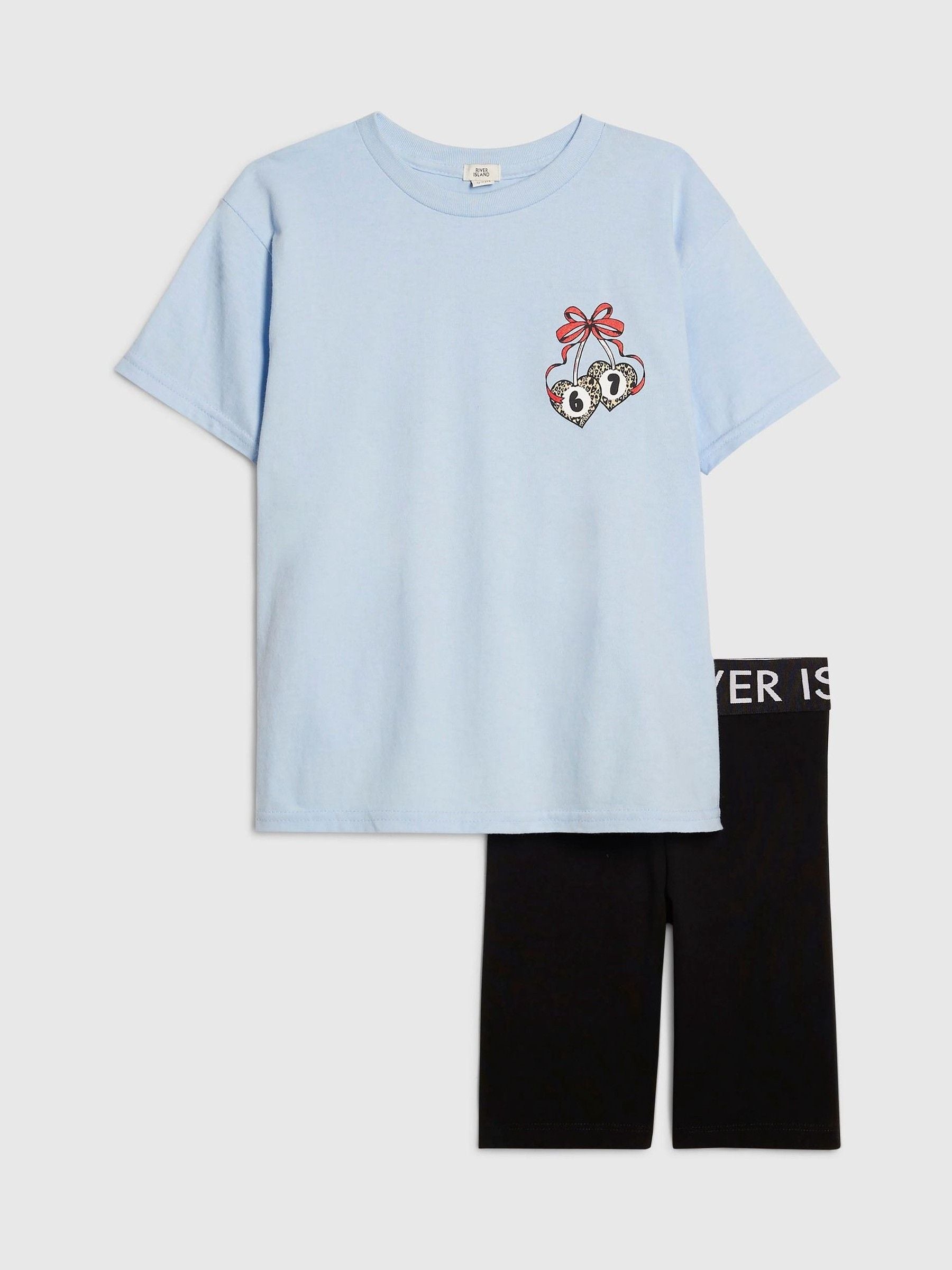 Dsiney Kidz - River Island Blue Girl Club T-Shirt & Cycle Short Set image 2