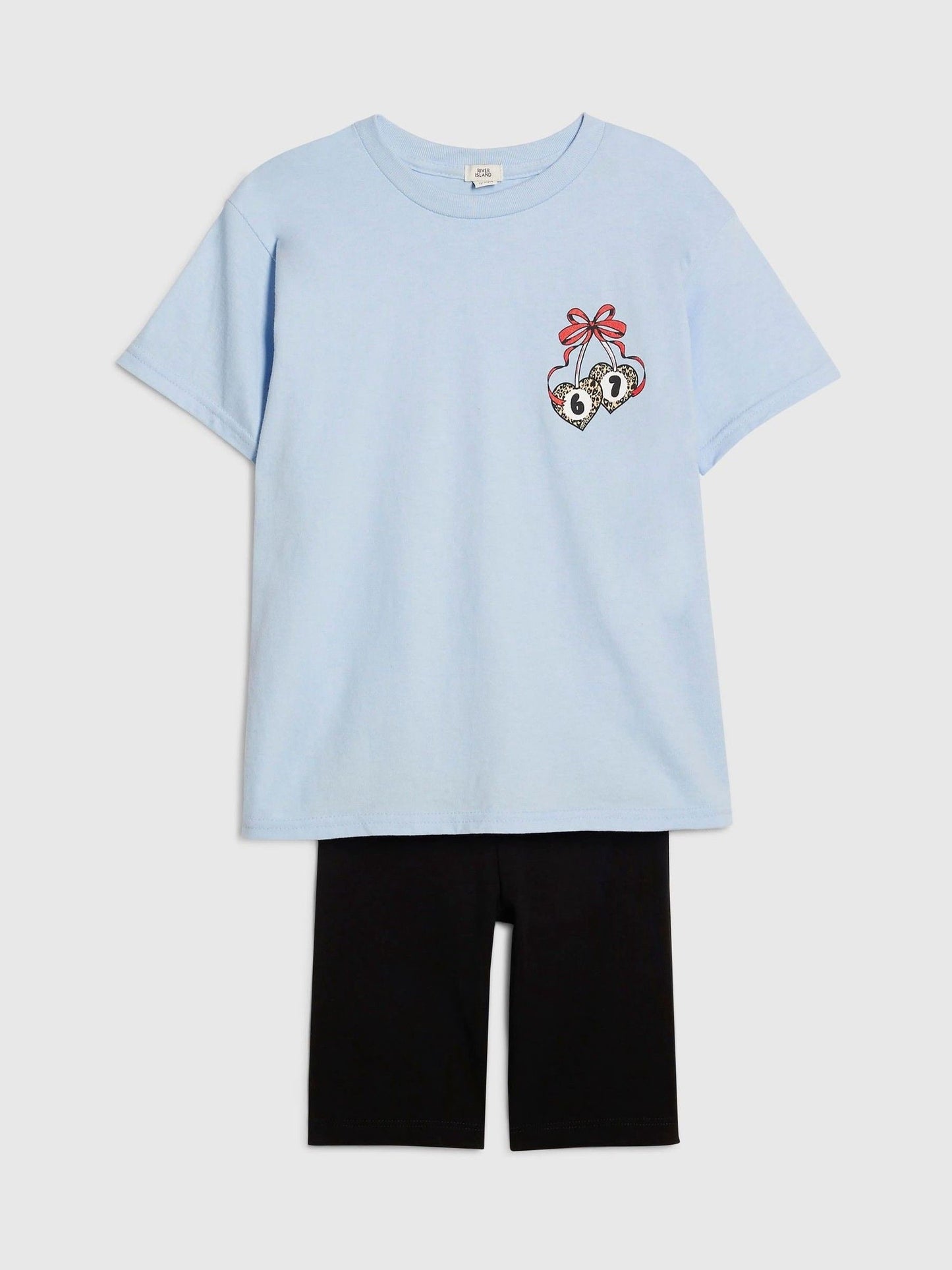 Dsiney Kidz - River Island Blue Girl Club T-Shirt & Cycle Short Set image 3
