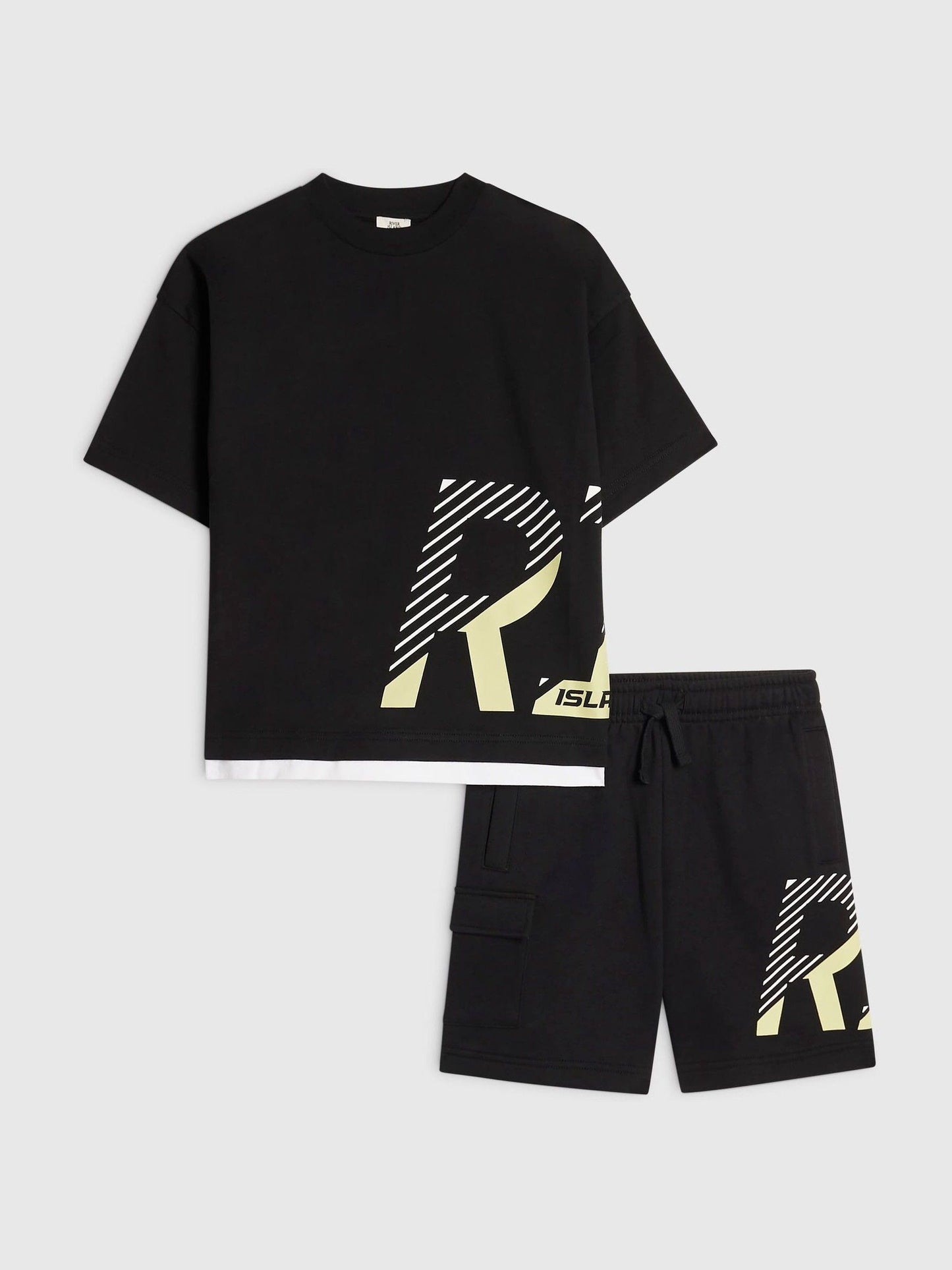 Dsiney Kidz - River Island Black River Athelesuire T-Shirt & Shorts Set image 1