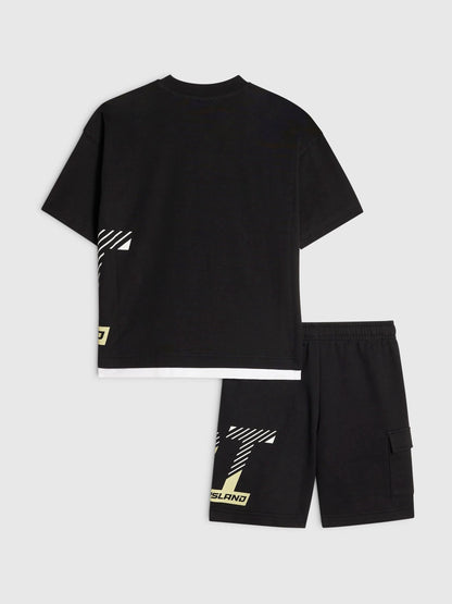 Dsiney Kidz - River Island Black River Athelesuire T-Shirt & Shorts Set image 2