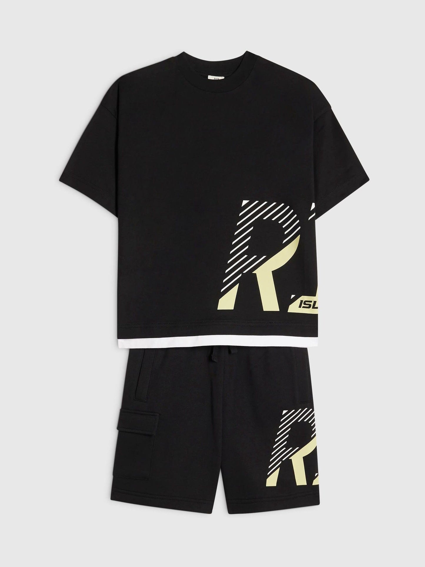 Dsiney Kidz - River Island Black River Athelesuire T-Shirt & Shorts Set image 3