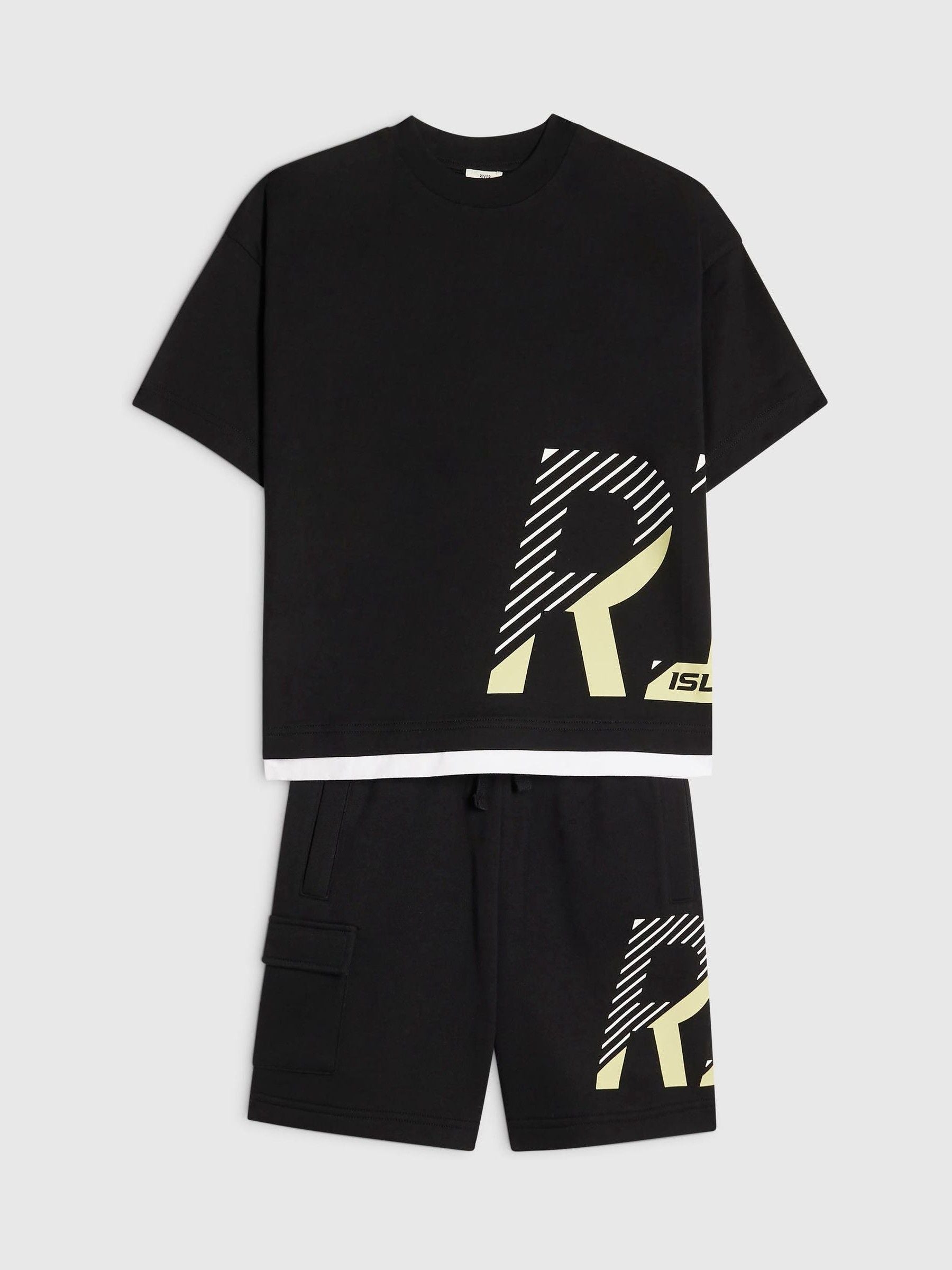 Dsiney Kidz - River Island Black River Athelesuire T-Shirt & Shorts Set image 3