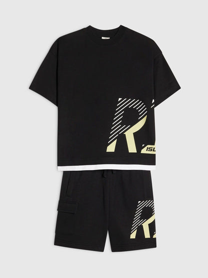 Dsiney Kidz - River Island Black River Athelesuire T-Shirt & Shorts Set image 3