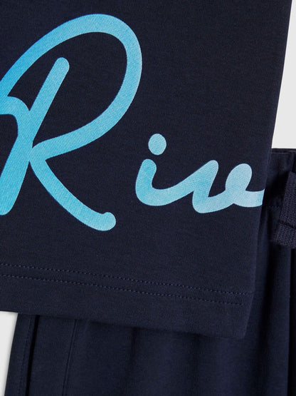 Dsiney Kidz - River Island Navy Blue River Logo Vest & Short Set image 4