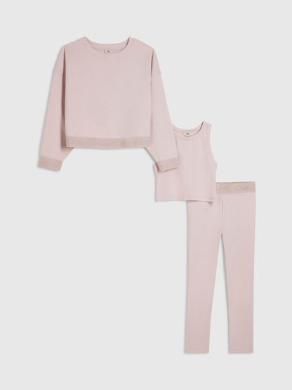 River Island Pink Split Back Logo Sweatshirt & Leggings Set 3 Piece - image 1