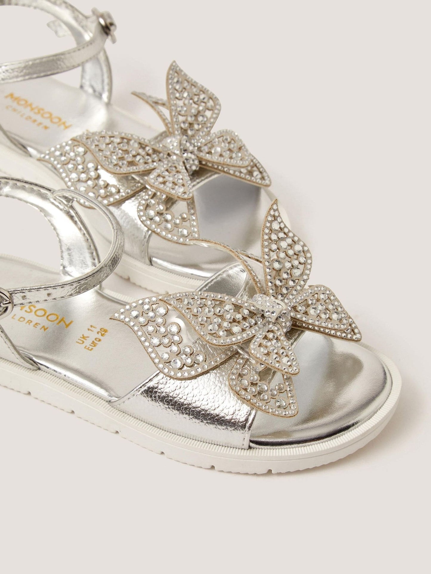 Monsoon Silver Diamanté Butterfly Sandals image 3