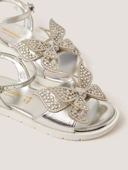 Monsoon Silver Diamanté Butterfly Sandals image 3