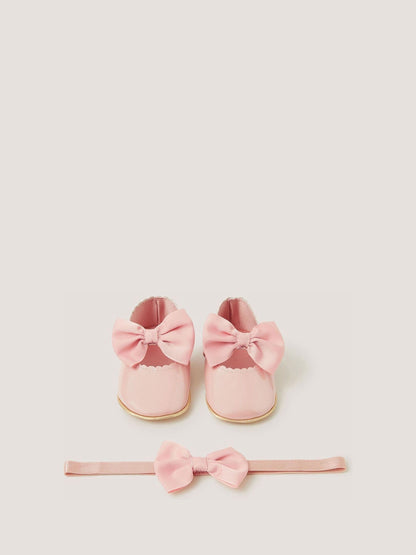 Monsoon Pink Baby Corsage Booties & Headband Set image 1