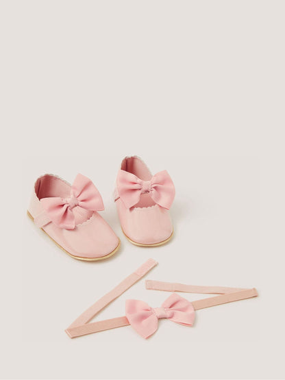 Monsoon Pink Baby Corsage Booties & Headband Set image 2
