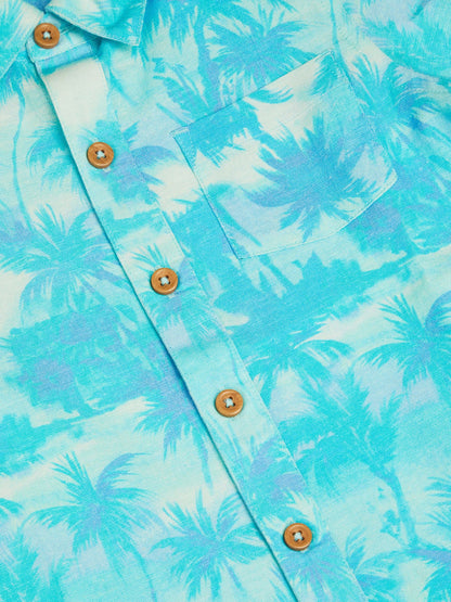 Dsiney Kidz - Monsoon Blue Blue Palm Print Short Sleves Shirt image 3