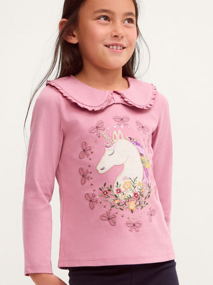 Dsiney Kidz - Monsoon Pink Unicorn Portrait Long Sleeve Top image 1