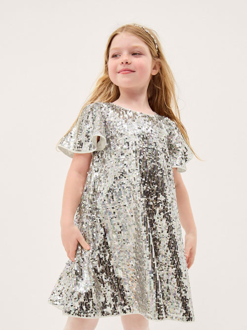 Dsiney Kidz - Monsoon Silver Rainbow Sequin Party Dress image 1