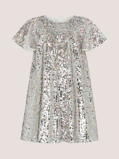 Dsiney Kidz - Monsoon Silver Rainbow Sequin Party Dress image 2