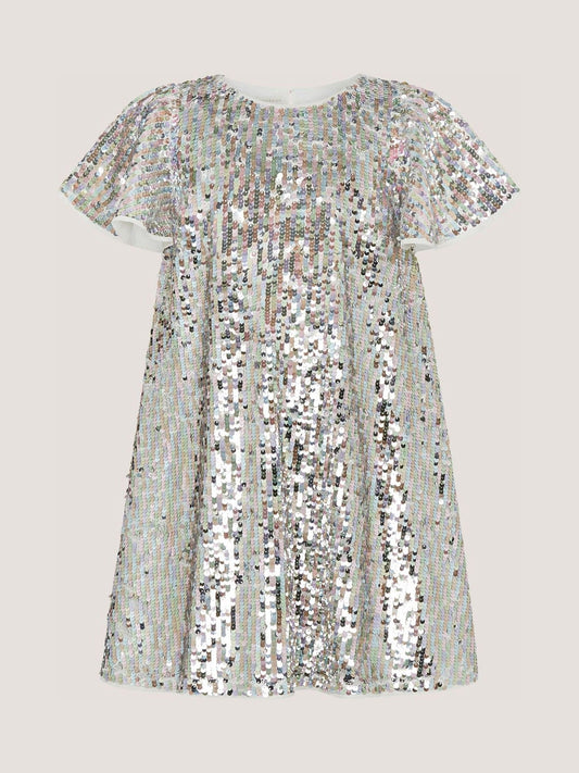 Dsiney Kidz - Monsoon Silver Rainbow Sequin Party Dress image 2