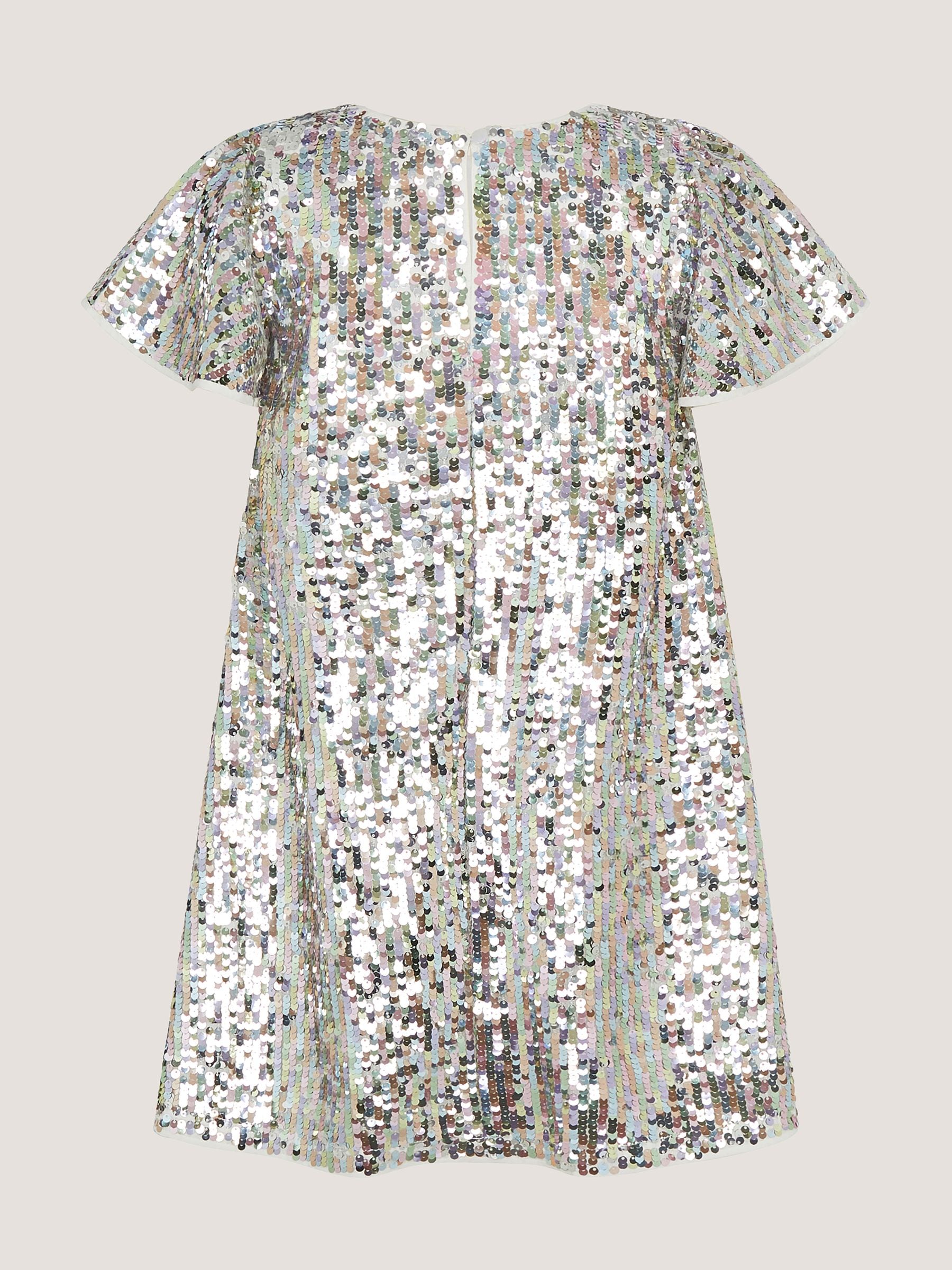 Dsiney Kidz - Monsoon Silver Rainbow Sequin Party Dress image 3
