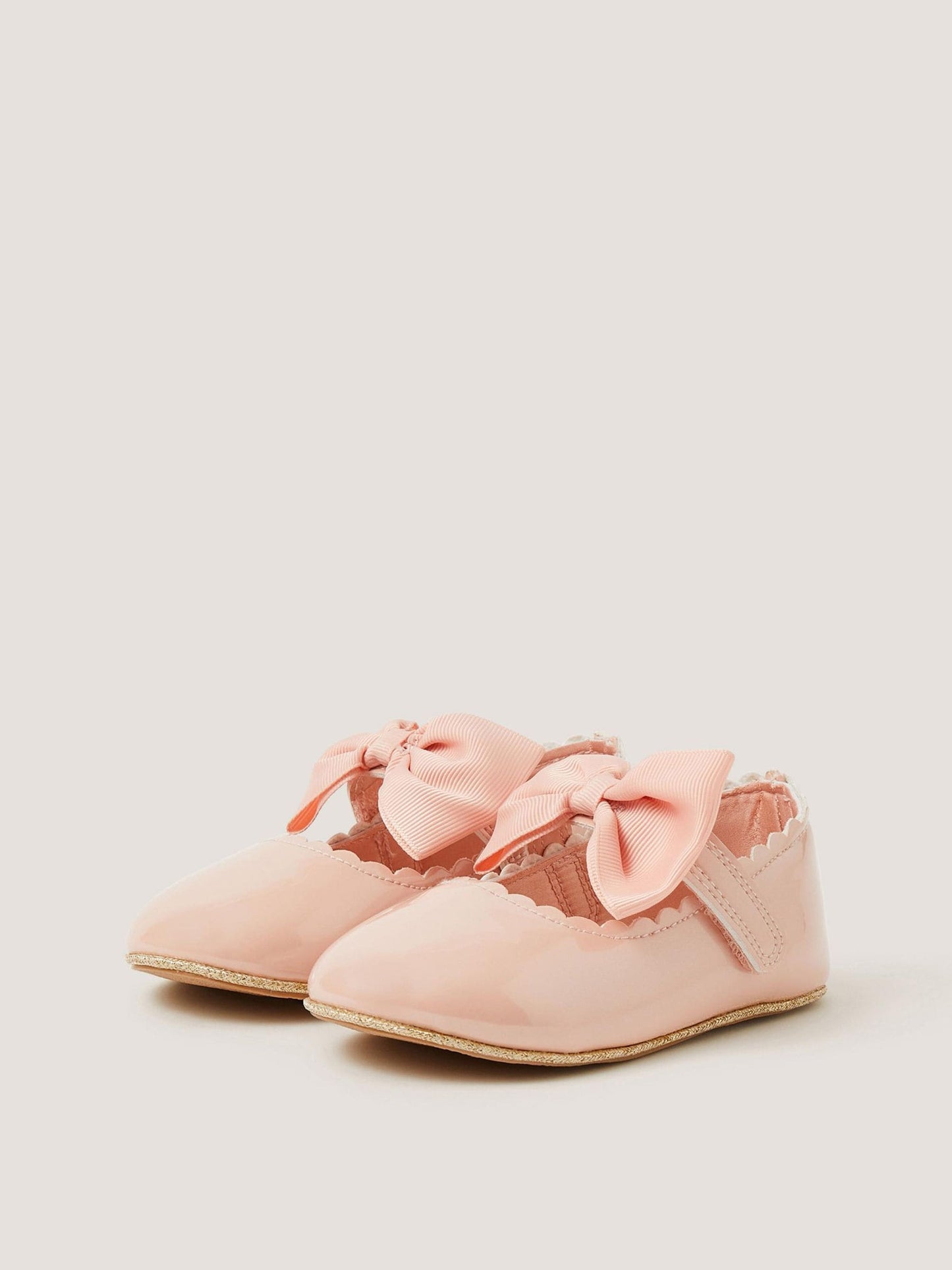 Monsoon Pink Baby Bow Patent Walker Shoes image 1