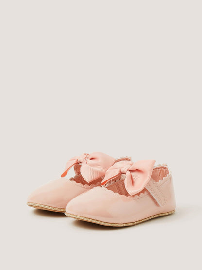 Monsoon Pink Baby Bow Patent Walker Shoes image 1