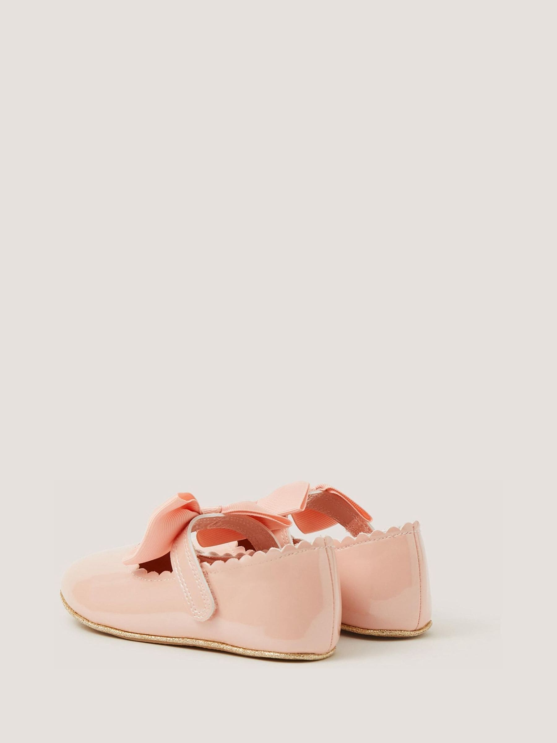 Monsoon Pink Baby Bow Patent Walker Shoes image 2