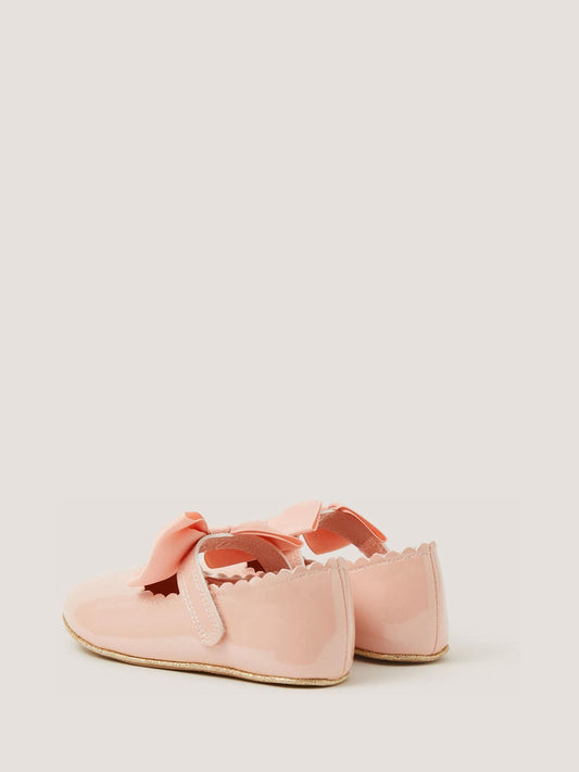 Monsoon Pink Baby Bow Patent Walker Shoes image 2
