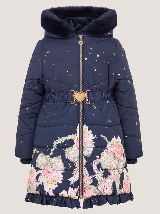 Monsoon Blue Aurora Floral Print Puffer Coat - image 2