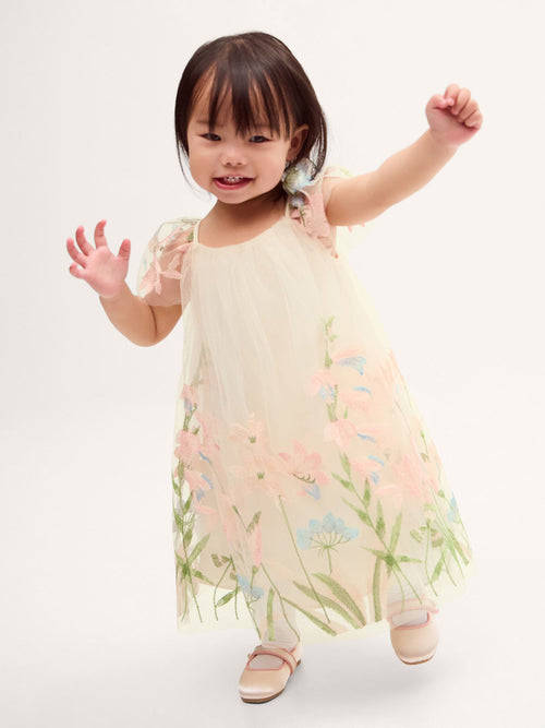 Dsiney Kidz - Monsoon White Baby Bryony Floral Embroidered Party Dress image 1