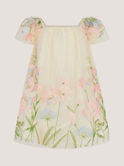 Monsoon White Baby Bryony Floral Embroidered Party Dress image 3