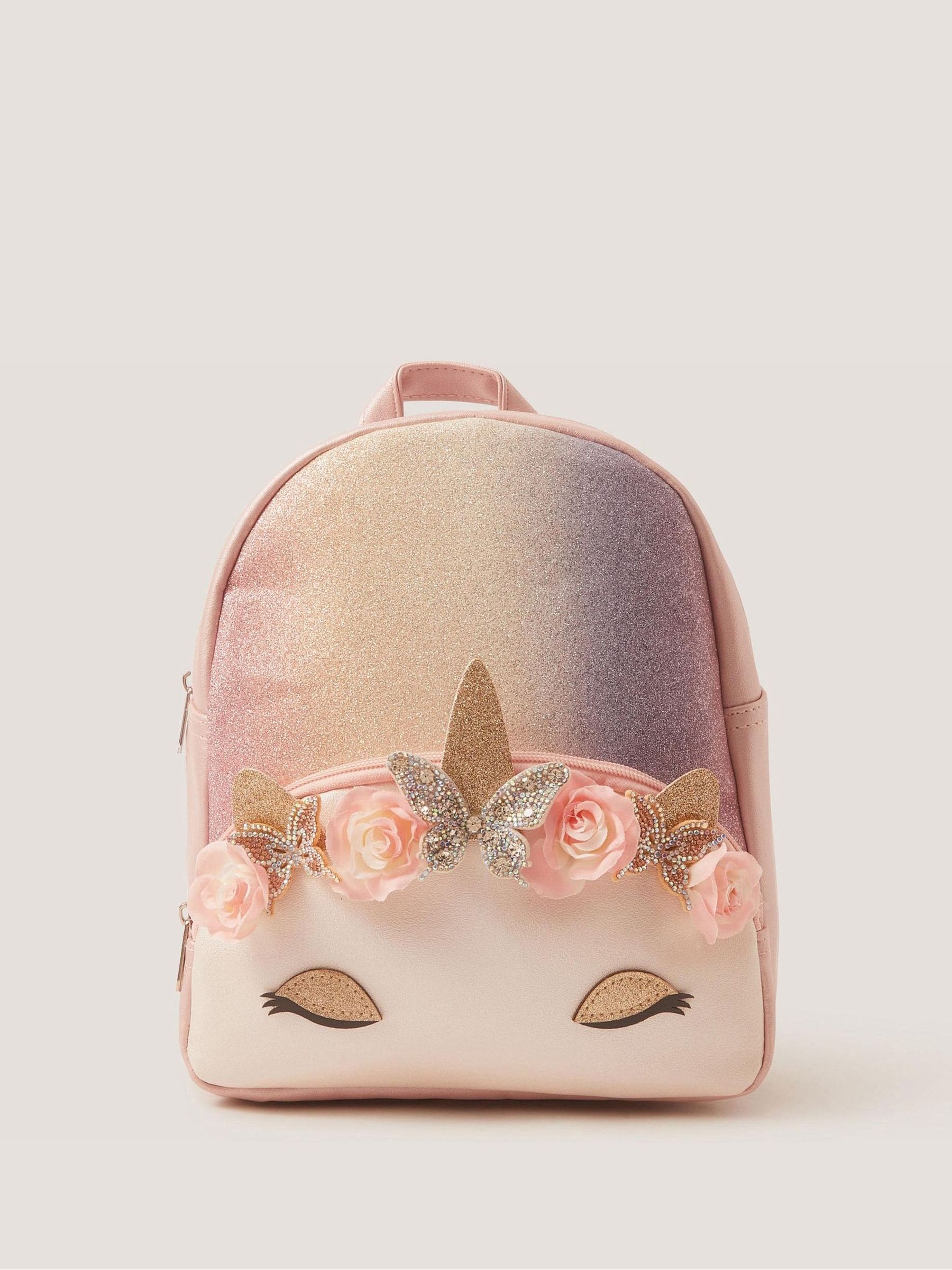Monsoon Pink Unicorn Glitter Backpack image 1