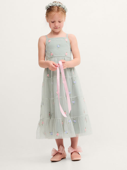 Dsiney Kidz - Monsoon Green Luna Emb Thea Maxi Dress image 1