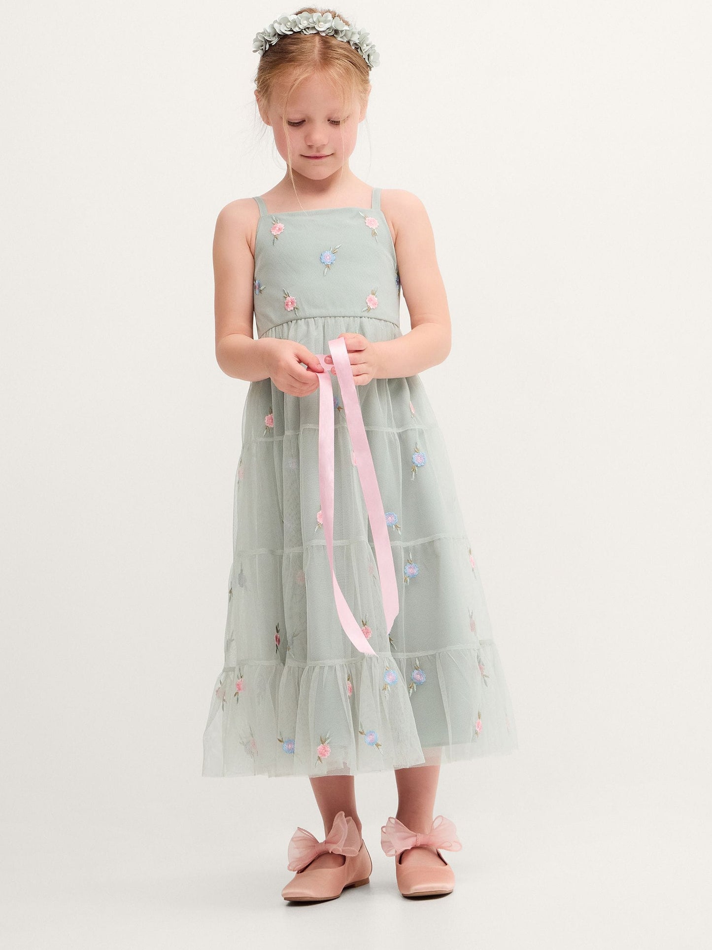 Dsiney Kidz - Monsoon Green Luna Emb Thea Maxi Dress image 1