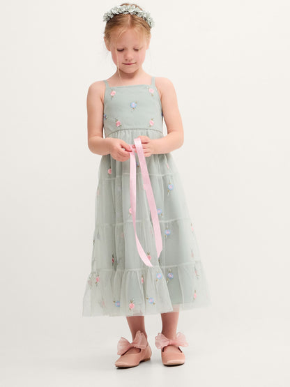 Dsiney Kidz - Monsoon Green Luna Emb Thea Maxi Dress image 1