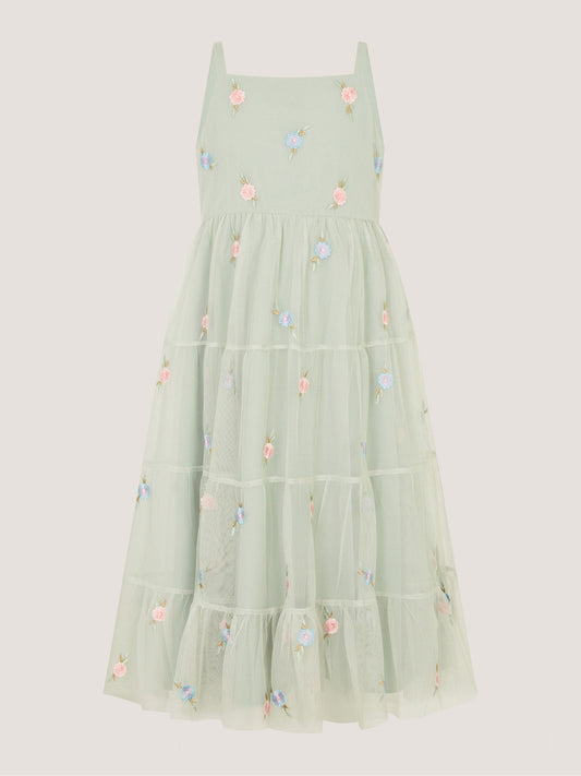 Dsiney Kidz - Monsoon Green Luna Emb Thea Maxi Dress image 2
