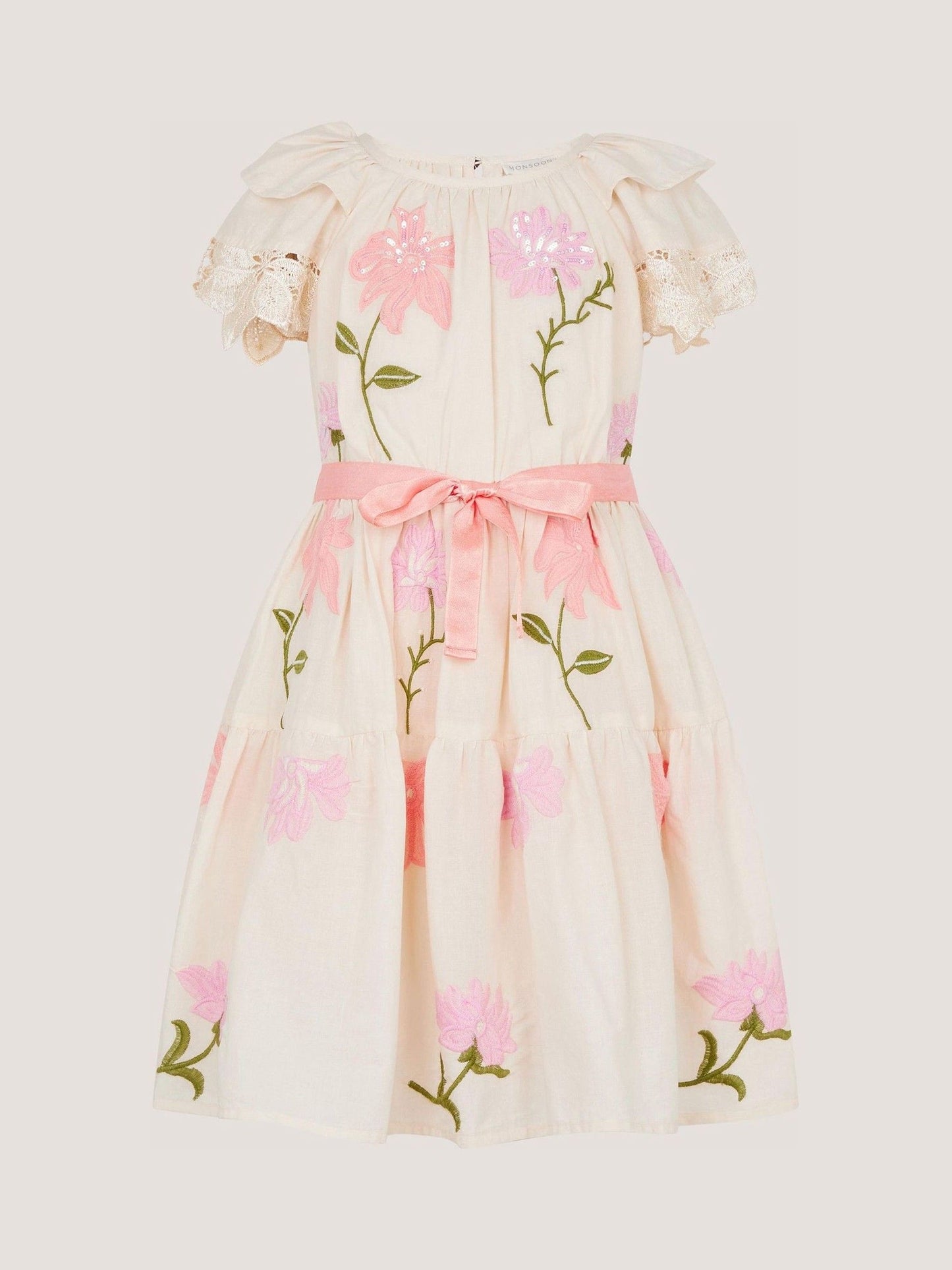 Dsiney Kidz - Monsoon Cream Floral Embellished Lace Dress image 2