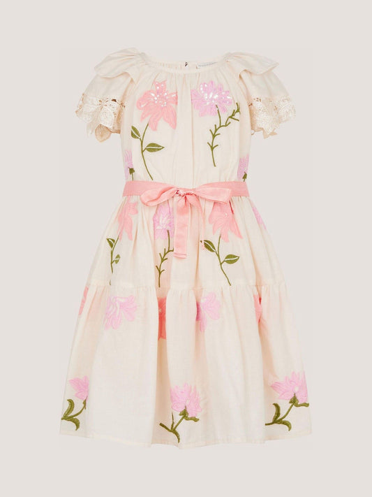 Dsiney Kidz - Monsoon Cream Floral Embellished Lace Dress image 2